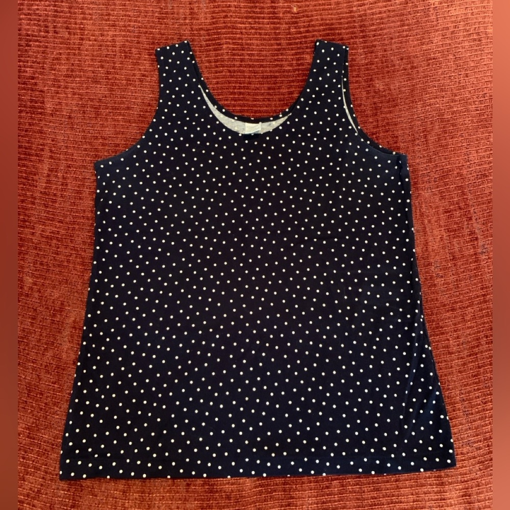 Dark Blue/Navy Tank Top with White Polk-a-Dots